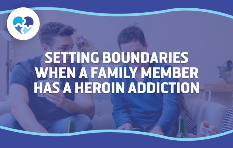 Two concerned individuals sitting on a couch during a serious discussion, symbolizing the importance of setting healthy boundaries when dealing with a loved one’s heroin addiction.