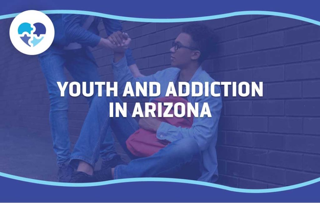 Image highlighting youth and addiction in Arizona, featuring a young person receiving support while sitting against a brick wall.