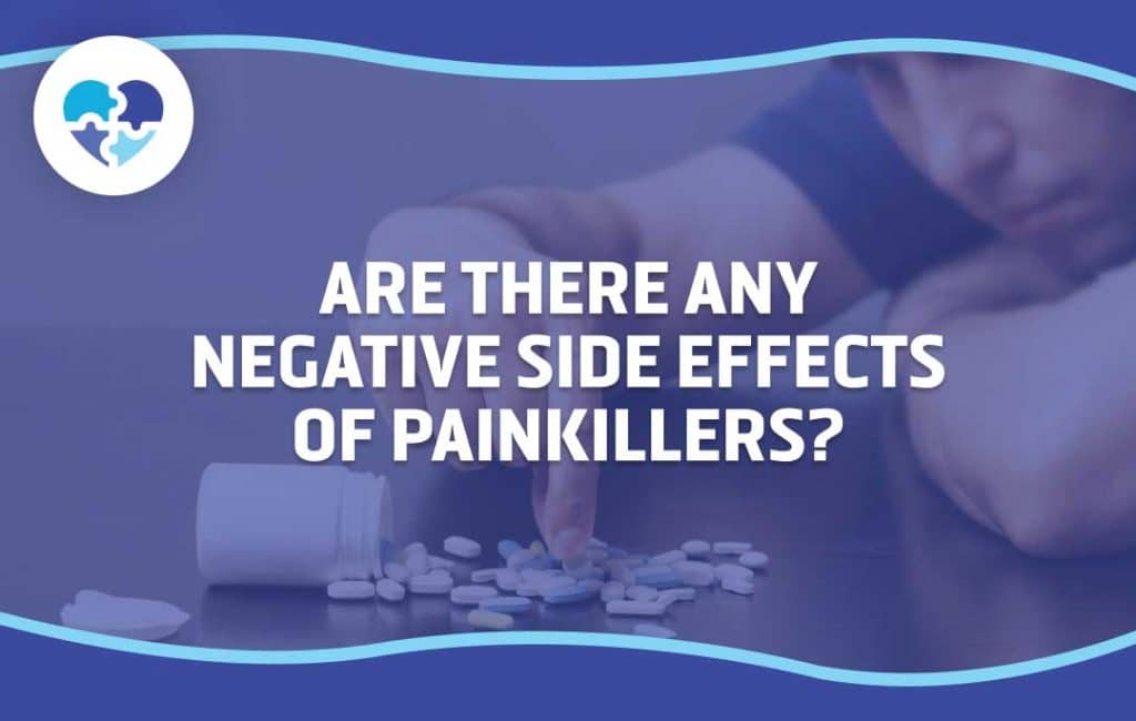 A person lying near spilled pills with the text “Are There Any Negative Side Effects of Painkillers?” — highlighting overdose risks at Nirvana Recovery.