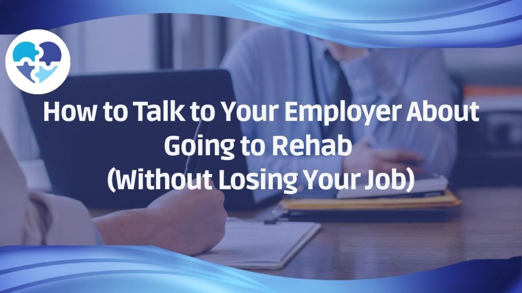 Two professionals in discussion about how to talk to your employer about going to rehab without risking your job.