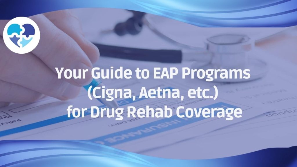 Hand filling insurance form with stethoscope, illustrating a guide to EAP programs with Cigna and Aetna for drug rehab coverage.
